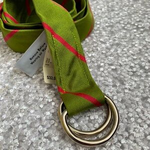 J. Crew NWT 100% Silk Green and Pink D-Ring Belt
